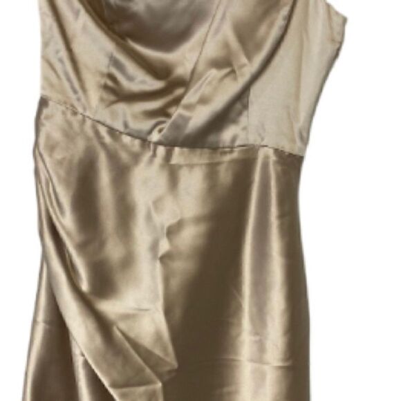 #155- J CREW Champaign silk one shoulder cocktail dress - Picture 8 of 10